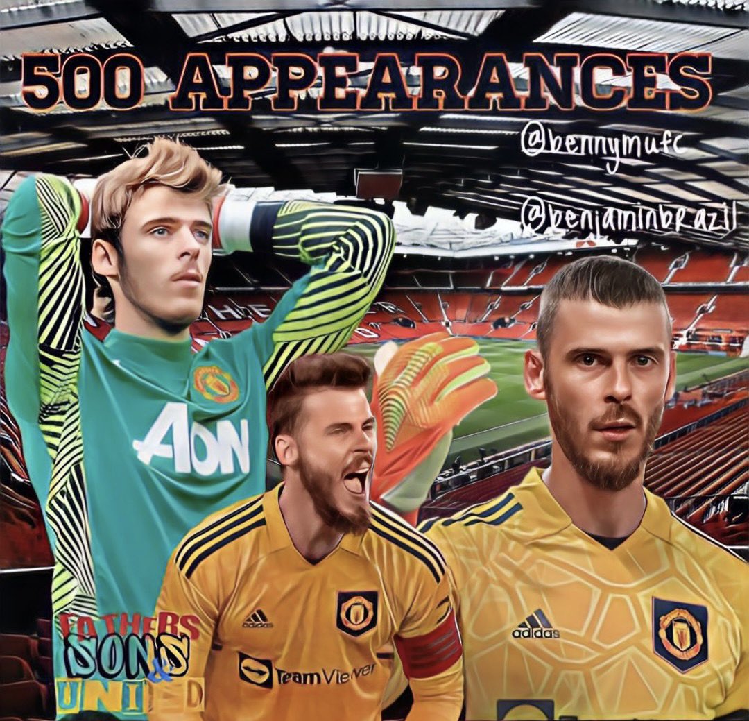 bennymufc's tweet photo. Congratulations to @D_DeGea on making his 500th Appearance for Manchester United today. An absolute goalkeeping hero of mine #MUFC #MUNNEW #DavidDeGea #500Appearances πΎπͺ https://t.co/BowUO6kCOu
