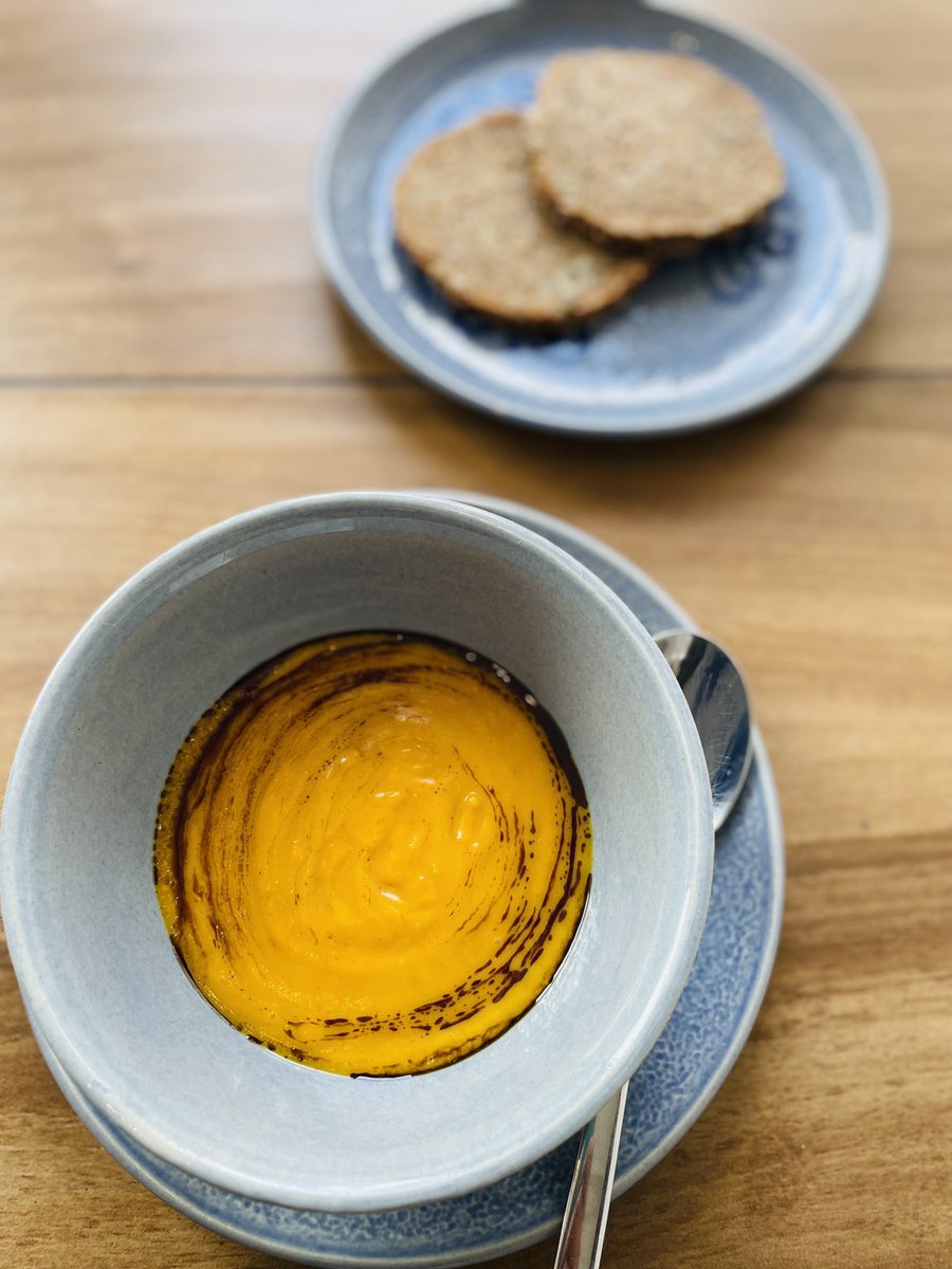 Want a nutty flavored #pumpkin soup? Just bake the ingredients to get that extra #seasonal roasted flavor.