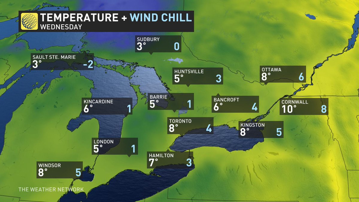 HowesNathan's tweet photo. Ontario residents will need to keep the jackets, sweaters and maybe even toques handy this week as an unseasonable chill descends into the province, coldest air of the fall so far, bringing with it a threat for frost and snow. ❄️#ONwx #ONcold #ONsnow https://t.co/d93UNO5RF2 https://t.co/W9UeFogsAt
