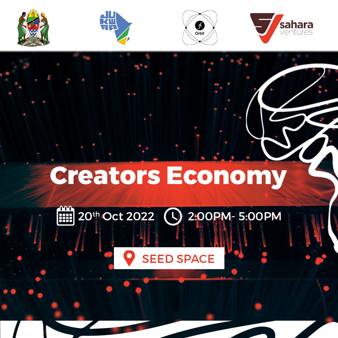 On the 20th October | Afternoon (EAT) @jukwaaafrica and @OrbitTanzania1, in collaboration with @VenturesSahara, will discuss ways we can unleash the potential of youth in the Creative Economy #PotentialUnleashed22 #PotentialUnleashedTZ