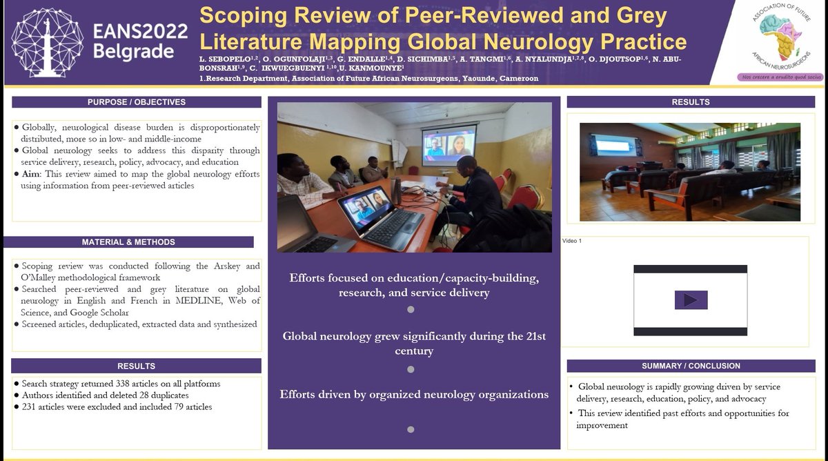 EANS 2022 ongoing💯 At Belgrade🔥

Had a great apportunity of presenting an ePoster titled "Scoping Review of Peer-Reviewed and Grey Literature Mapping Global Neurology Practice"🔥🔥🔥

Congratulations to the authors🔥🔥🔥✨✨✨
<a href="/FutureAfroNS/">Future African Neurosurgeons</a>
<a href="/EANSonline50/">European Association of Neurosurgical Societies</a>
#EANS2022