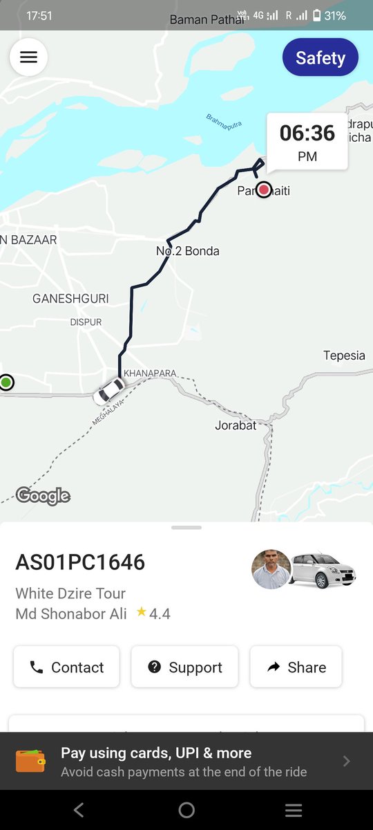 19_badal's tweet image. @Olacabs @dckamrup @OfficeofHBS @CMOfficeAssam @PMOIndia @PTI_News .
Here I'm tweeting right way sitting in the cab, the behaviour is so rude and taking long route so as to consume time, and take high charge. High time to intervene. #stopOla #Olacabsfraud