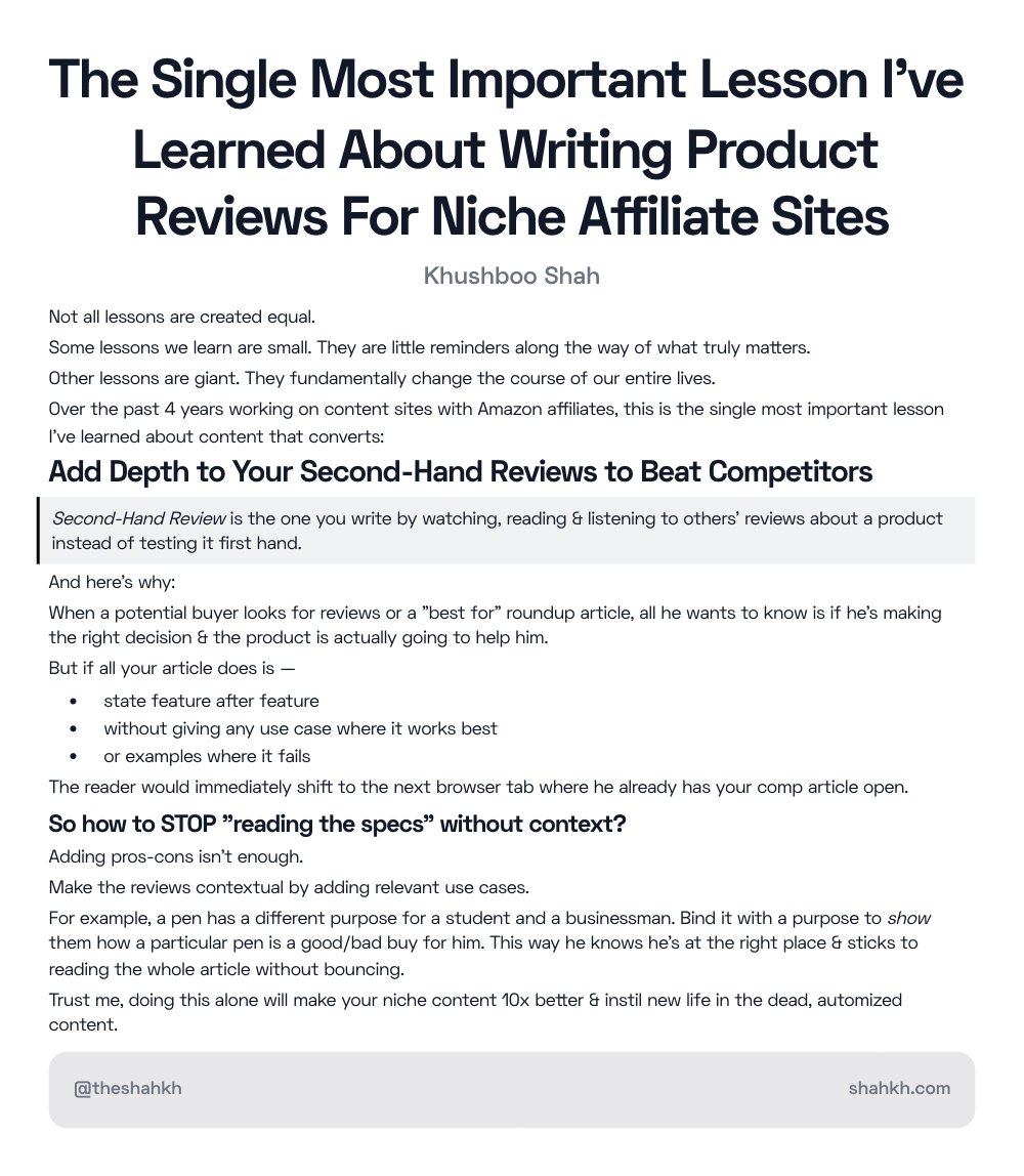 Don't know how to make the product reviews relevant &amp; beat competitors for your neesh content site? Read this 👇
