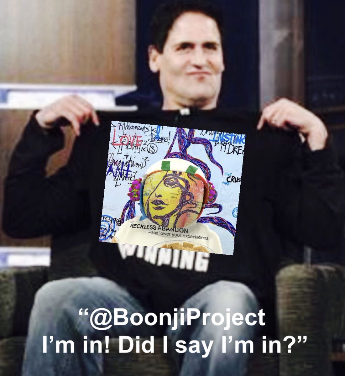 RedDevilBTC's tweet photo. #BoonjiSharkTank Ep. 266 with @mcuban ft. @BoonjiProject  token ID# 266

Body: Reckless 
Visor: Smooth 🧈 
Ear: Floppy 
Background: Love ❤️ 

Come join the #boonjiproject #communji 

#nftmemes #NFTshills #nfts #NFTCollection #nftcommunity #BrendanMurphy #SuperBoonji https://t.co/MQTcctxYZH