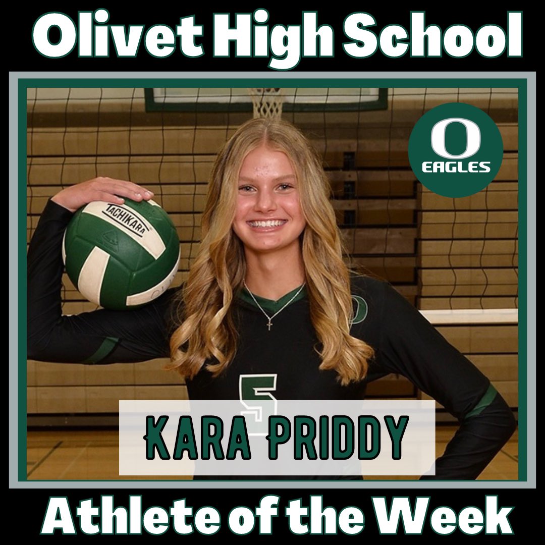 Congrats to our OHS Athlete of the Week — Kara Priddy!

The junior, who plays middle blocker &amp; middle back, led the Eagles to a 3-0 record last week. She recorded 22 kills, 9 blocks, 6 digs &amp; 3 aces — and continues to lead her team in all four categories for the season.