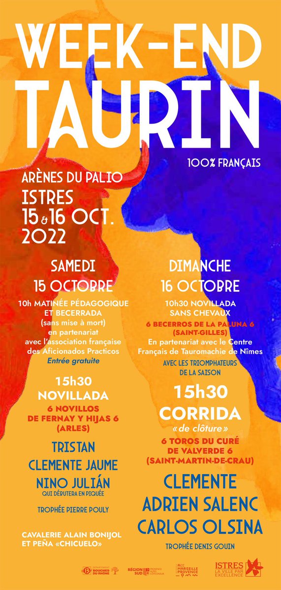 InfoCOlsina's tweet photo. ⚡️16.10.2022 - Istres

🇪🇸 🏟Hoy Carlos Olsina torea en Istres. Vuelve donde tomó la alternativa.

🐂 Toros de Cura de Valverde

🇫🇷 🏟Aujourd’hui Carlos Olsina torée dans Istres.

🐂 Toros de Cura de Valverde

⏰ 15.30 H.

#OlsinaPresenteyFuturo https://t.co/B4AuOgE7zh