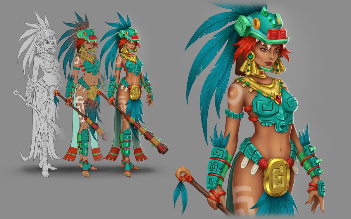 hexemori's tweet photo. New oc: Mesoamerican fantasy warrior
More exploration at artstation c:

#conceptart #gameart #gamedev #design #characterdesign https://t.co/UYD9R7CSkW