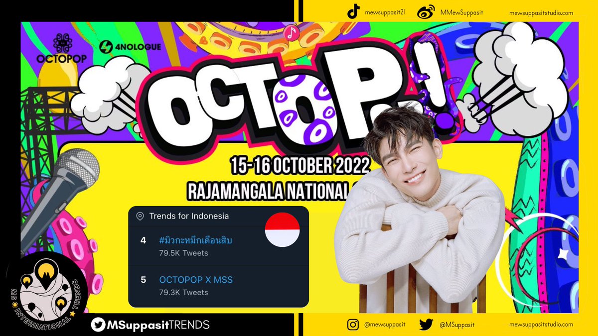 TOP 4 and 5 in INDONESIA 🇮🇩 TRENDS! Let’s claim the top 2 spots Indonesian mewlions! OCTOPOP X MSS #มิวกะหมึกเดือนสิบ @MSuppasit