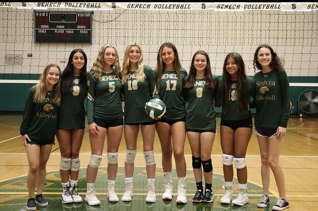 💛🏐SENIOR NIGHT🏐💚Come out and celebrate these amazing girls this Wednesday at 5:30 for their last home game at Seneca High School.