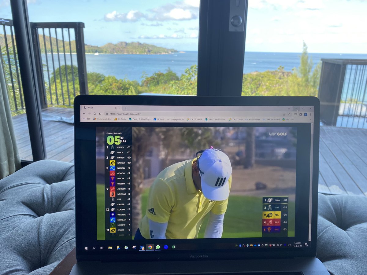 DanielButtigieg's tweet photo. Watching from Praslin Island in the Seychelles… Royal Greens is my home course and that last 4 holes is tough in this wind!  Exciting finish ahead. #livgolfbroadcast #livgolfinv #livgolf https://t.co/AvtRJrCgdW