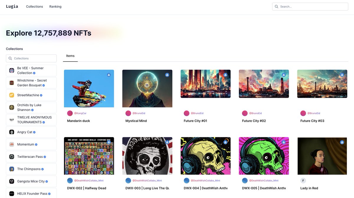 Indexed 12+ million NFTs @ lugia.io

#NFTs #blockchain #web3 #cryptocurrencies