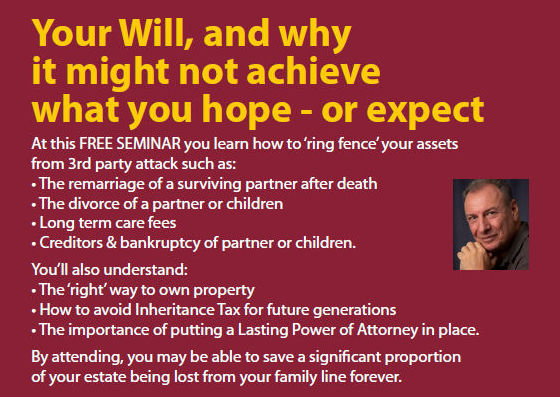 *FREE SEMINAR*  Learn why your Will may let you down and get tips on how to protect your family from losing some, or all, of their intended inheritance. bit.ly/3CnP3Su