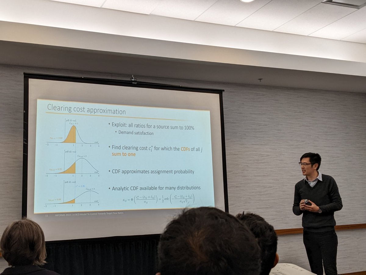 Qi (Skip) Chen introduces a predictor -corrector framework for controlling aggregate target source-sink flow ratios with high-level cost offsets. #informs2022