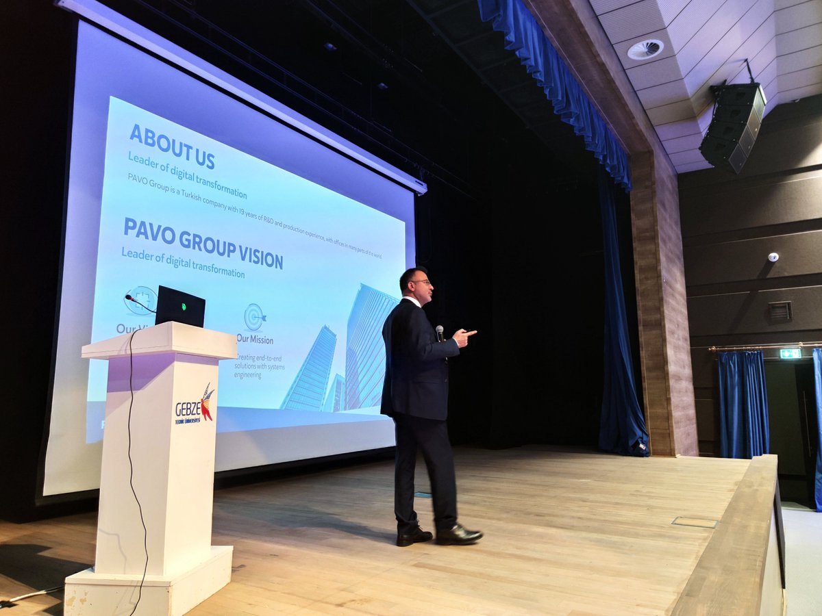 Pavotek's tweet photo. 📍 Sinan Çeçen, General Manager of Pavotek, made a presentation about Pavo Group companies and career opportunities at the Savtech 2 event in Gebze Technical University.
✨ Thank you to all students who showed great interest.

#Pavotek
#gtuiaps https://t.co/fzAxd0Euik