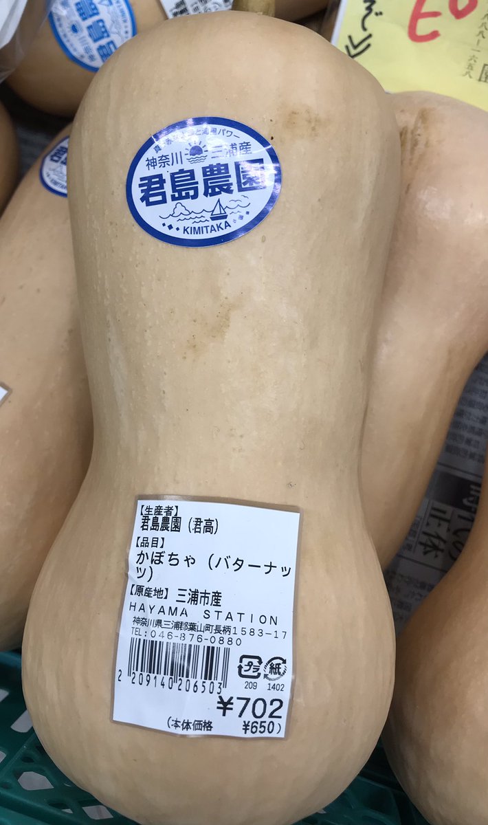 FarmPost2's tweet photo. 三浦郡葉山町のHAYAMA STATIONに寄りました。スーパーに無い地元野菜が豊富でバターピーナッツというカボチャに出会いました。 https://t.co/sFb0vLk83r