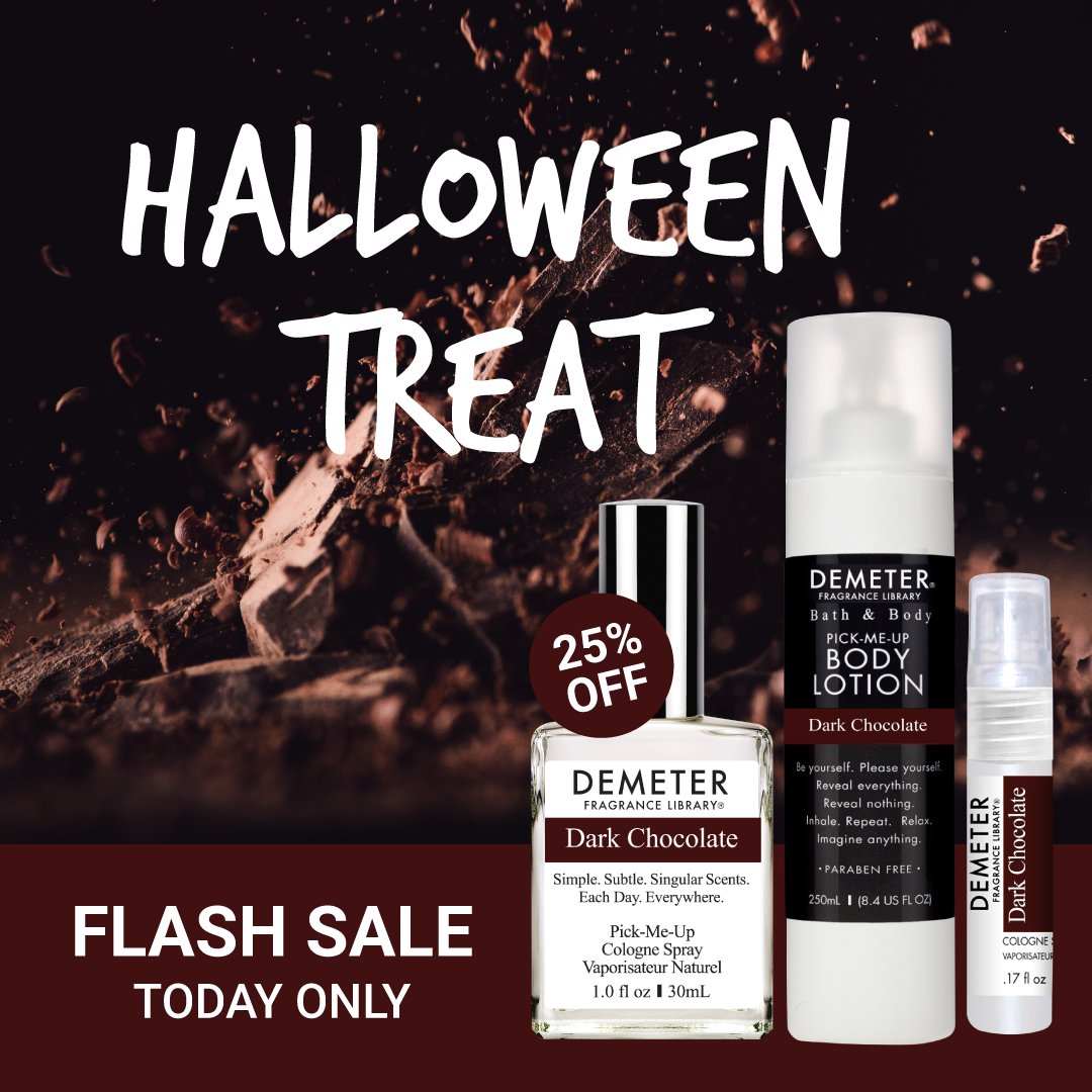 DemeterCEO's tweet photo. Deep, rich and exotic, Dark Chocolate by Demeter is a silky smooth, absolutely sensual and indulgent chocolate fragrance. Get all Dark Chocolate fragrance products for 25% off today only at https://t.co/IBt1t13jWA! #smelldelicious #WorldFoodDay #sundayfunday #demeterfragrance https://t.co/Hg02D64fK3
