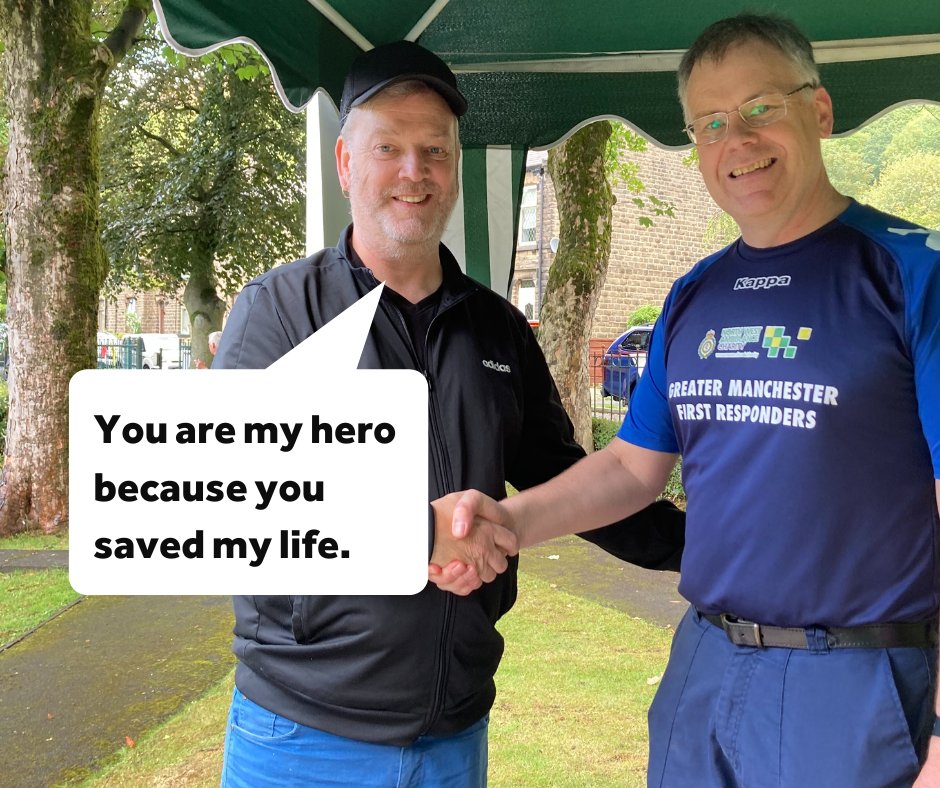 NWAmbulance's tweet photo. Carl Rogers shares his story of tracking down the volunteer who saved his life. Carl had a cardiac arrest and survived it thanks to the Community First Responder Andrew who defibrillated him and gave him cardiopulmonary resuscitation. 
https://t.co/epd8yyCjs7
#RestartAHeartDay https://t.co/ebtlyS9YqY