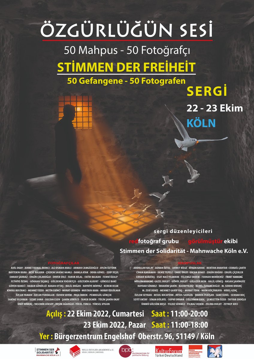 adilokay's tweet photo. Köln’de Dayanışma’nın Sesi Derneği “3. Dayanışma Festivali'ni düzenliyor... Özgürlüğün Sesi adlı sergimiz açılıyor... | Görülmüştür https://t.co/WHDPRCFN5d https://t.co/CFhhdKf8Y7