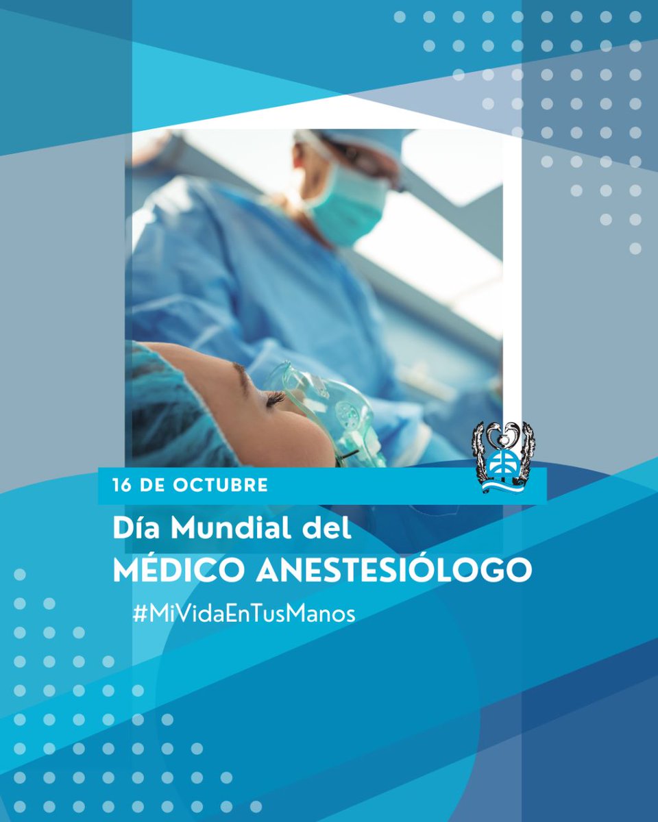 Hoy, 16 de octubre, saludamos a todos nuestros colegas en una nueva celebración del Día Mundial del Médico Anestesiólogo. 
¡Les deseamos un muy feliz día! 
#Mividaentusmanos #diadelanestesiologo #diamundialanestesia #TuSeguridadNuestroCompromiso #anestesiasegura