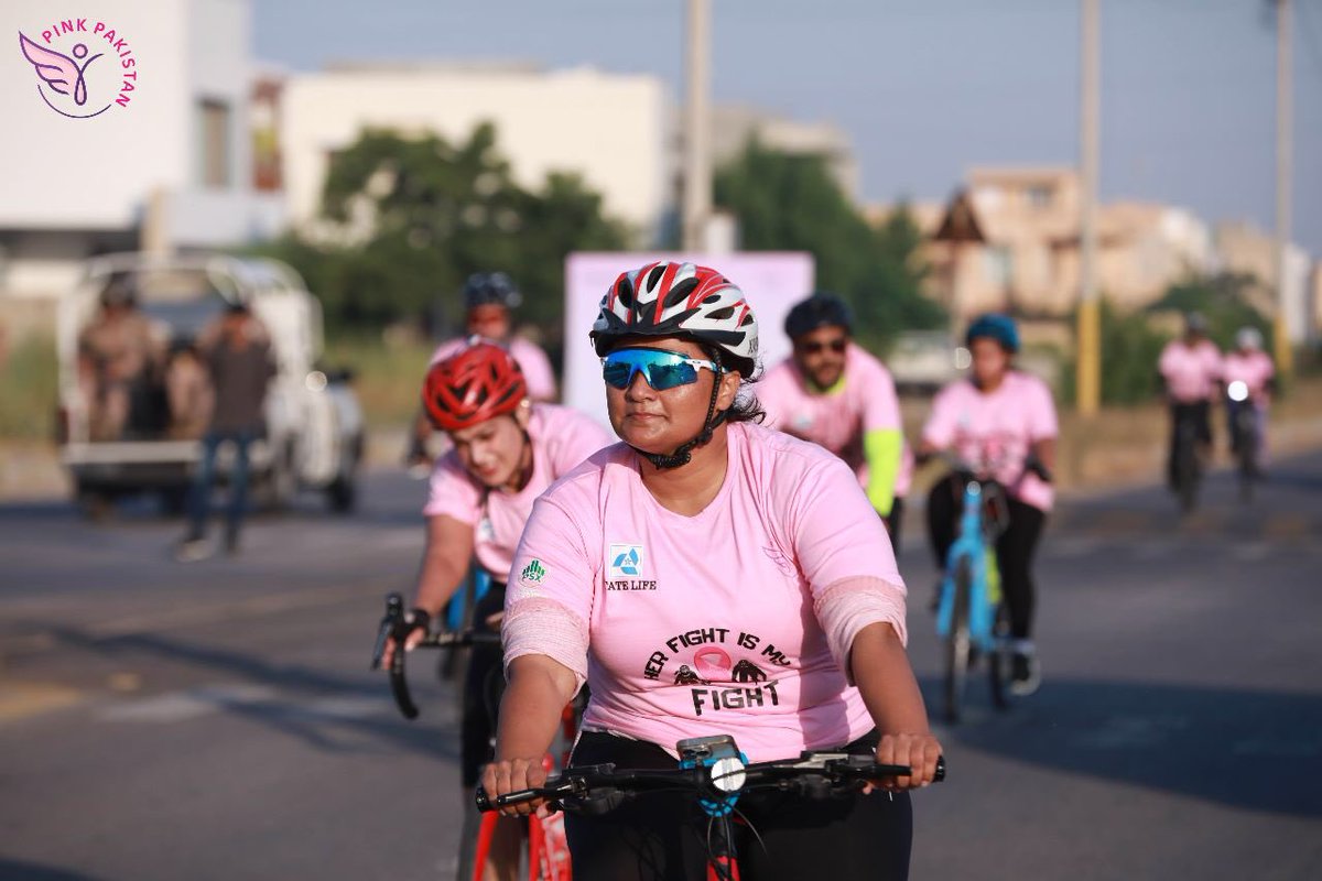 PakistanPink's tweet photo. Pink Pakistan Trust held a "Pinktober Breast Cancer Awareness Bicycle Ride" today, October 16, 2022, at EMAAR Karachi.
We would like to thank all the sponsors and participants who took part in the ride.

#PinkPakistan #drzubaidaqazi #BreastCancerAwarenessMonth #breastcancer https://t.co/B6cl0uEXDz
