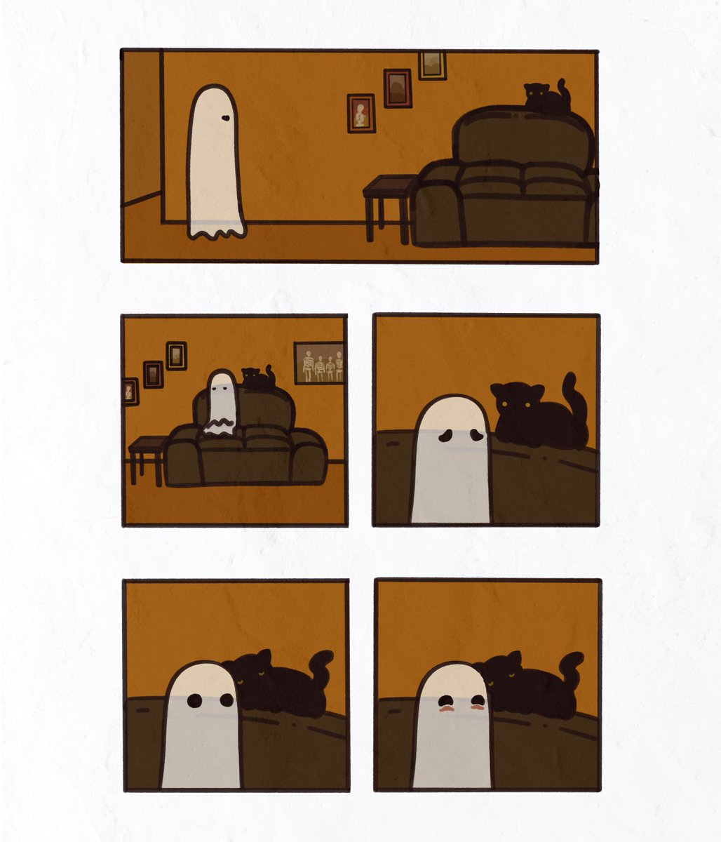 irrisae's tweet photo. When all else fails, make friends with the house cat #art #artist #procreate #procreateart #digitalart #ghost #ghosted #artwork #comic #zine #halloween #halloweenart #spooktober #cat #catart #cute #housecat https://t.co/mjuMZmJDEb