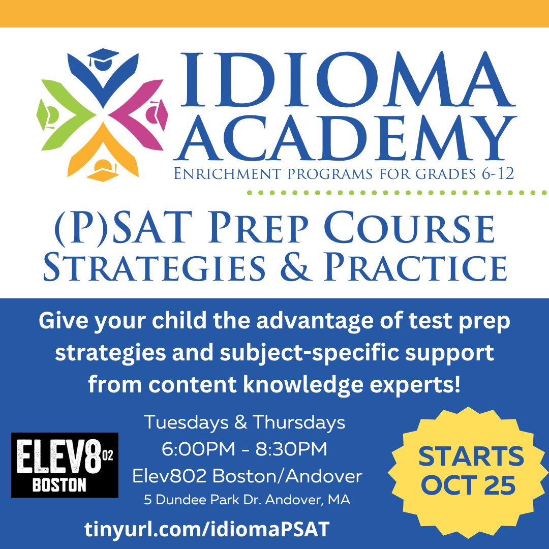 IdiomaEdu's tweet photo. PSAT Prep Course! Help your child succeed with help from our expert instructors! Get in NOW before registration closes! https://t.co/2ap9GCnXUM
#PSAT #psatprep #satprepcourse #satprepclass #satpreparation https://t.co/KfjatC5B3y