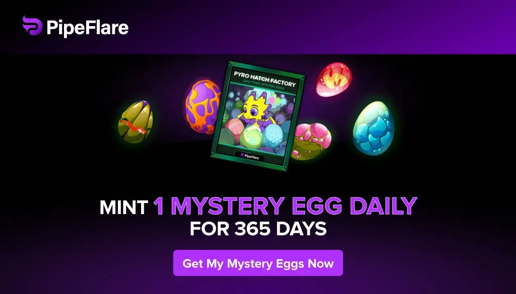 PipeFlare's tweet photo. Pyro Hatch Factory Is Restocked! Mint 1 Mystery Egg DAILY For 365 Days. Just Think About All Of The Prizes You'll Earn...😍  Purchase Now. 👉 https://t.co/XKEnfKpOLO

#nfts #openseanfts #nftmoney #crypto #makingmoneyfromhome #cryptoinvestment #nfts #faucet #gamenft https://t.co/SAdx98z6Lg
