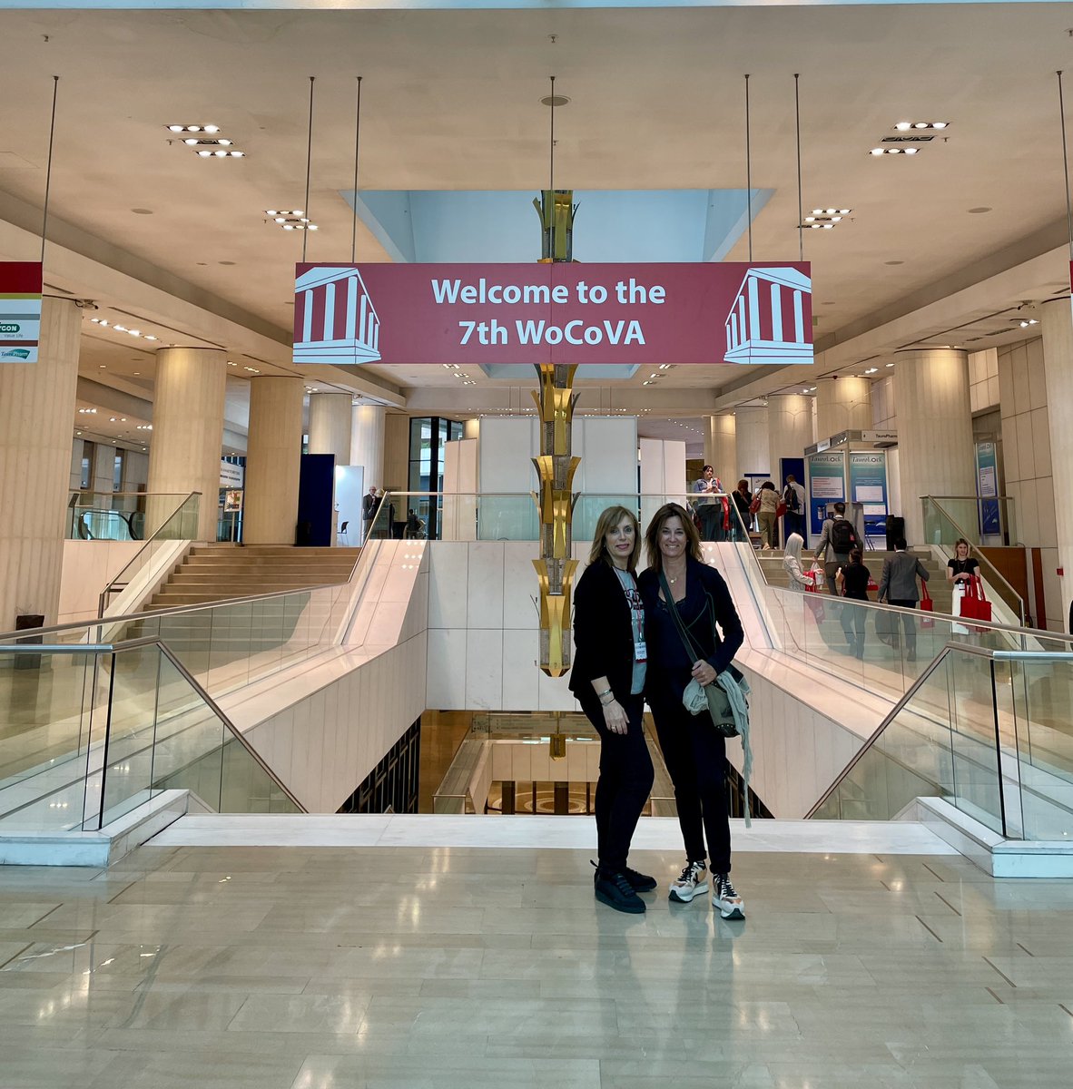 gchulilla's tweet photo. La Marta i la Gemma infermeres del servei d’onco- hemato i de l’equip de Teràpia Intrevenosa de @althaiamanresa han participat al 7è @WoCoVA a Atenes. Han presentat el poster: Update of the protocol of antithrombotic medications to be followed  prior to the insertion of catheters https://t.co/jRsd84ysdq