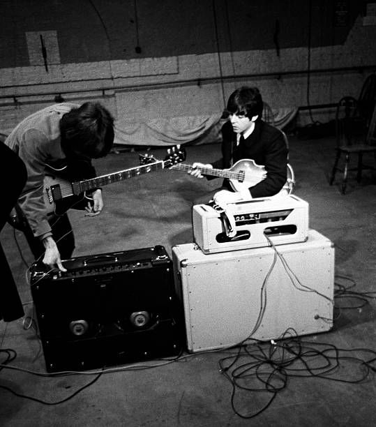 Paul McCartney and George Harrison at the Donmar Rehearsal Theatre in central London during rehearsals for The #Beatles upcoming UK tour. November 1965 📷 Robert Whitaker