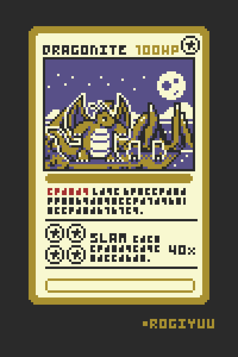 rogiyuu's tweet photo. practice no.2
dragonite card fanart
#pixelart #ドット絵 #pokemon https://t.co/i1C2wELgRt
