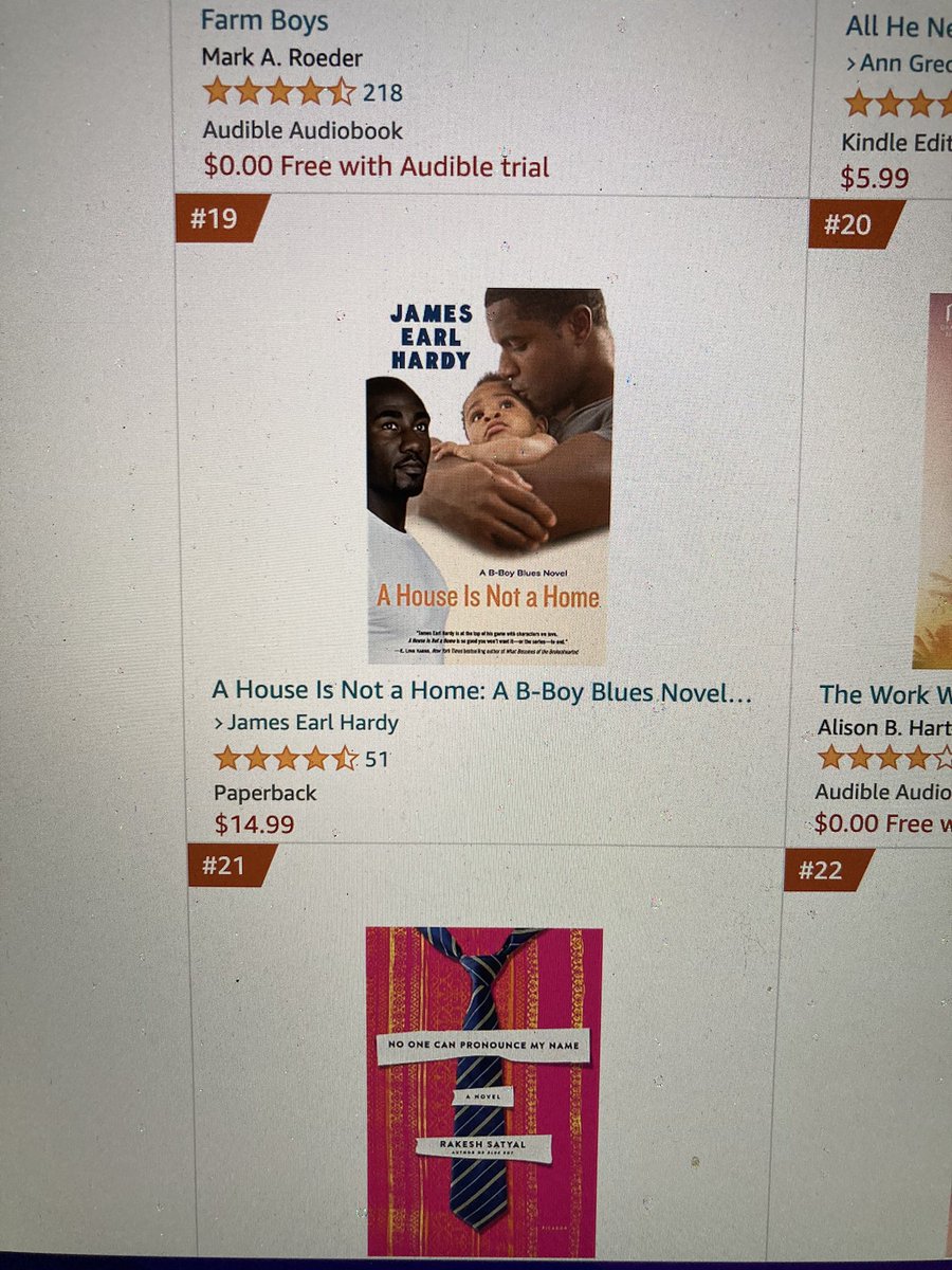 JamesEarlHardy's tweet photo. Amazon Bestseller Roundup! Thanks much 4 keeping the #BBoyBluesSeries on those lists. Oh joody! 🥳🤗💐👊🏾
#MenoftheHouse #AHouseIsNotAHome #TheDayEazyEDied #IfOnlyForOneNite #PooquieandLittleBit4ever #ItsAllJood 💙💙💙💙💙
#BBoyBlues on @betplus 
@MonaScottYoung @JussieSmollett https://t.co/jB63EWXhZb