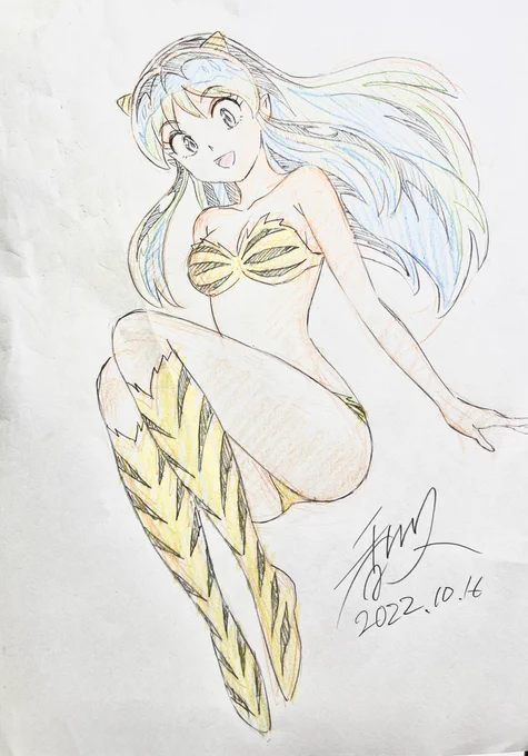 ラムちゃんも初めてらくがきしてみたっちゃよ〜〜!さっきのより少しは線はまとめられたけど難しいっちゃ!…いい加減iPadでもっと気楽にらくがき出来たらいいけどやっぱらくがきは紙と鉛筆になっちゃうな〜〜 