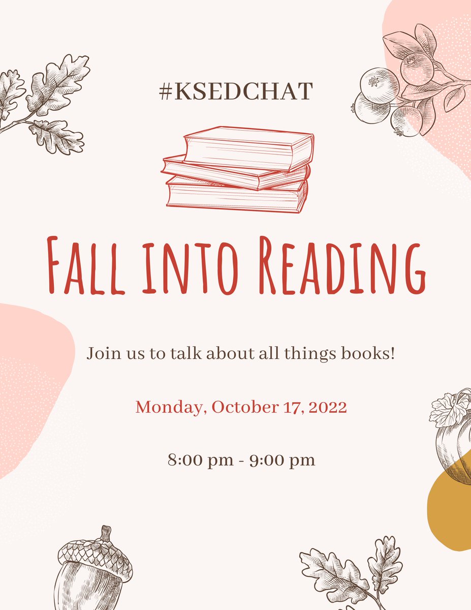 #ksedchat is back Monday night! Join us from 8:00 - 9:00 pm to talk about all things books! 

This will be a great chance to add to your professional, personal, and classroom library!

Help us spread the word with a like and retweet!  See you then!