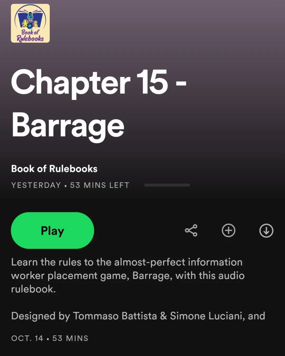 ponderpawn's tweet photo. Check out Chapter 15 of the Book of Rulebooks on Spotify!🤩 #barrage, designed by Tommaso Battista and Simone Luciani and published by @CranioCreations is just so awesome❤️ Listen to the audio rulebook now on your favorite podcast platform 😁😁
#boardgames #craniocreations https://t.co/1g8J6DNxIk