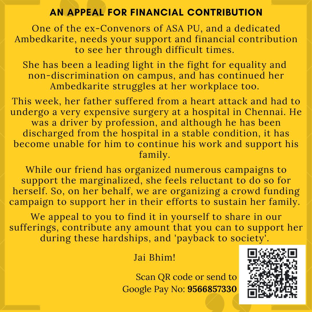 ashok_s89's tweet photo. Please contribute or share widely for our Ambedkarite friend 💙
#ASA #socialjustice #crowdfund #ambedkarite #medicalemergency https://t.co/lkr3ucZhlv
