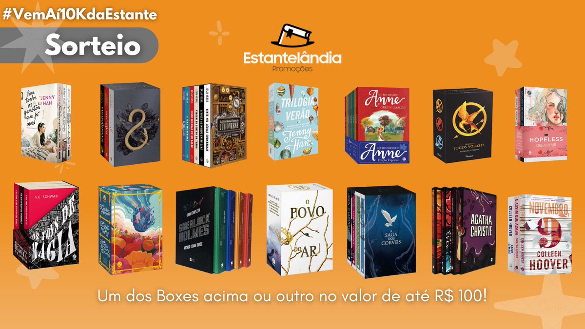 estantelandia's tweet image. ⚡ SORTEIO DE LIVROS ⚡

🏆 Valendo um dos Boxes da imagem ou outro de até R$ 100! 

REGRAS: 
- Seguir @estantelandia e @estantelandiasz
- FAV e RT no fixado 
- FAV e RT nesse tweet 
- Comente o box desejado ou R$ 100 + a tag #VemAí10KdaEstante 

🍀 Resultado: 30/11