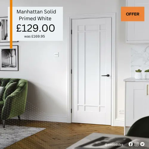New offer now on the elegant Manhattan White Primed Doors. £129.00. 

#whitedoors #homerenovation #newcastlerenovation #doors