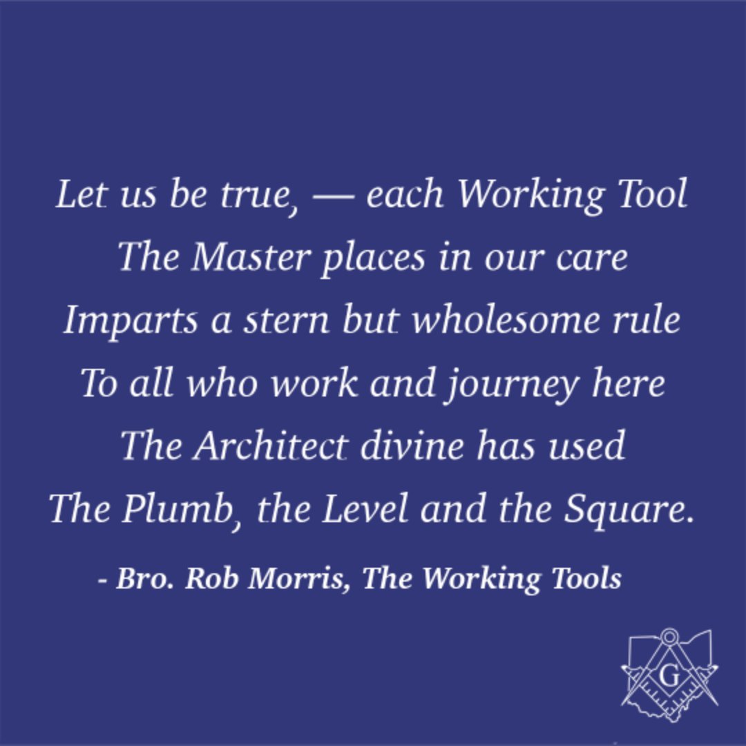 “To all who work and journey here The Architect divine has used The Plumb, the Level and the Square.” This snippet is from “The Working Tools,” a poem written by an honorable #Mason and skilled poet, Rob Morris. Read Bro. Rob Morris’s entire poem: bit.ly/3horej6