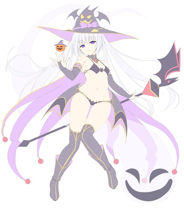 ハロウィンウチの子ソシャゲ風進捗 ベタ塗りまで済んだっ 