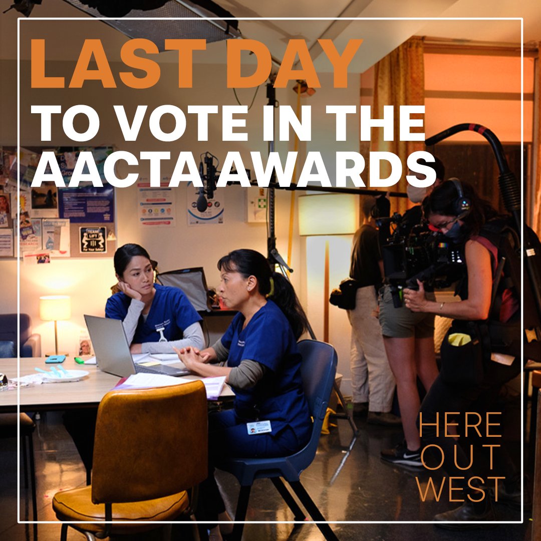 CoCuriousAus's tweet photo. Voting ends TODAY at 5pm! ⏰ Don't forget to visit @AACTA to vote for 'Here Out West'. #HereOutWest @AACTA https://t.co/fg15IEZbF7