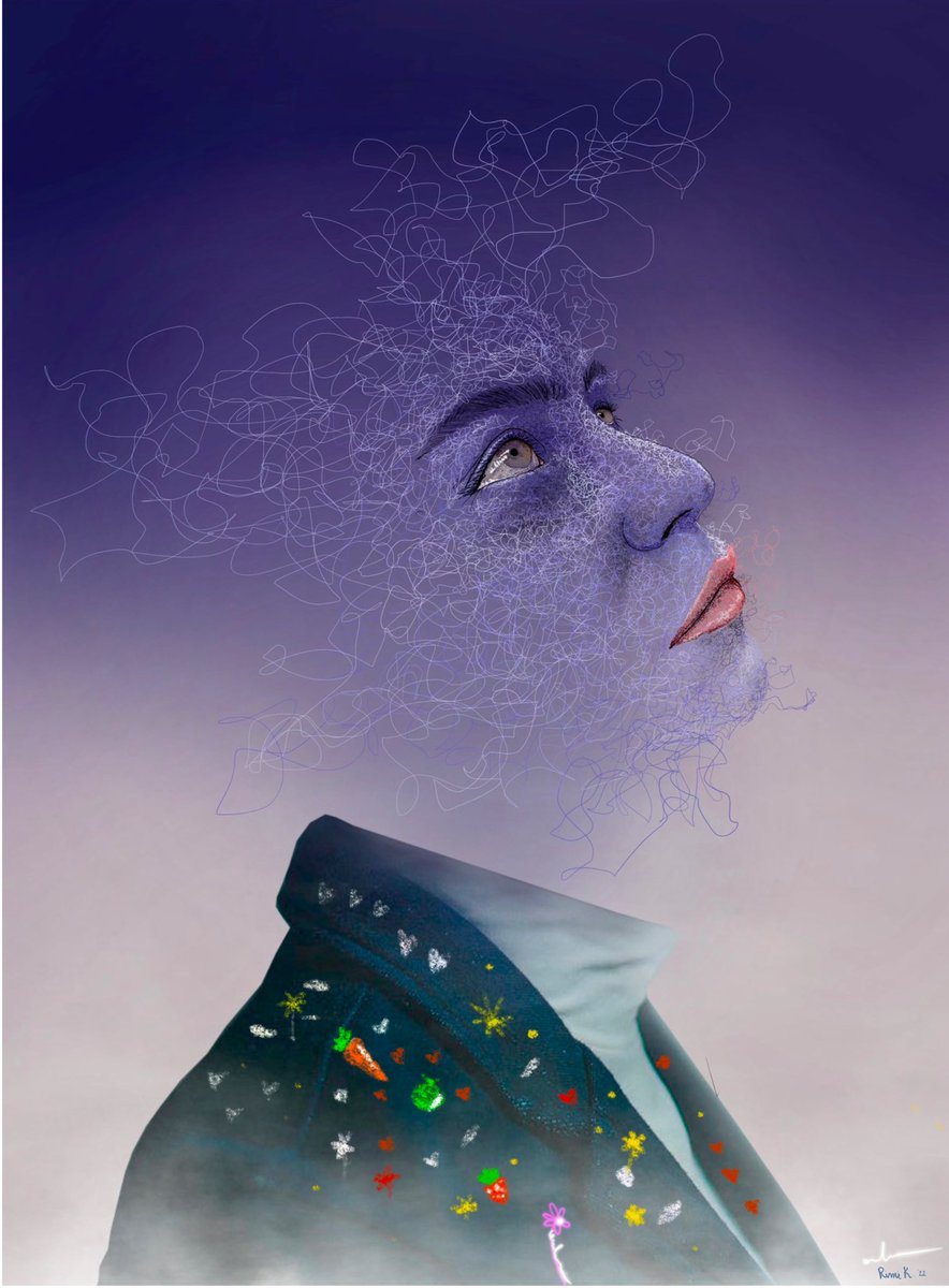 🚨 New 🚨
Mademoiselle Bleu 💙 10/10

New Collab on <a href="/KnownOrigin_io/">KnownOrigin.io</a> 💙 0.05 $Eth 💙

My head in the clouds (Ma tête dans les nuages) by @ed11t X Scribble Art by <a href="/rimikoutoubi/">Rimi Al Koutoubi | SR genesis 💎</a>

 Link 💙👇🏻
knownorigin.io/gallery/215190…