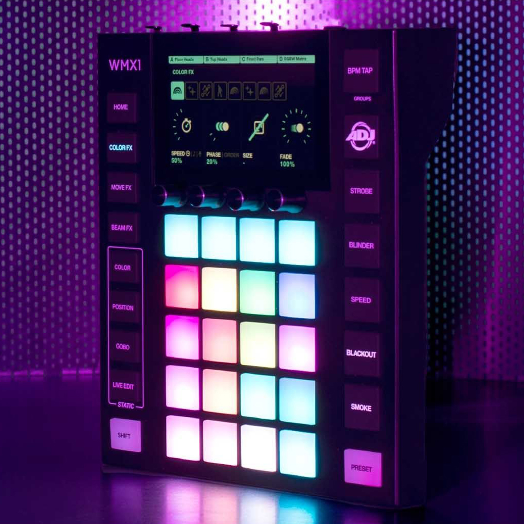 idjnow's tweet photo. Turn up the lights and get ready to create high-impact light shows on the fly - without a computer, with the WMX1 by ADJ. A compact DMX lighting controller, perfect for mobile entertainers, bars, clubs &amp; entertainment venues. 🔮  https://t.co/ZMKNVUjlb5 https://t.co/Q7RiR6w9Ob