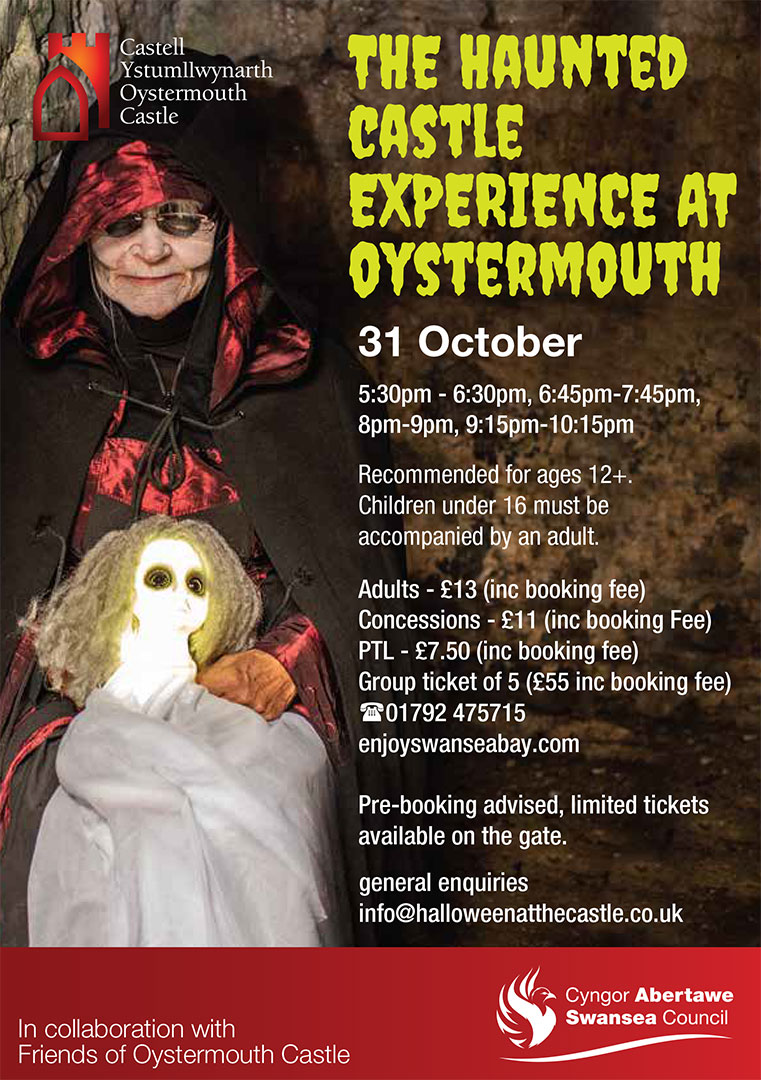 EnjoySwansea's tweet photo. Read about the eery activity that’s taken place at Oystermouth Castle over the years https://t.co/U2LBAA9wRE then book your place on The Haunted Castle Experience at Oystermouth on October 31st. That’s if you’re not too scared? 😜 Age 12+ Tickets: https://t.co/odN7tnZXSO https://t.co/3CkQVj7ZtR