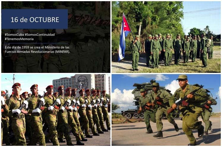 DrRobertoMOjeda's tweet photo. El 16 de octubre de 1959 se crea el @MinfarC y es designado ministro Raúl Castro Ruz. Felicitaciones a los fundadores, oficiales, trabajadores y combatientes, pueblo uniformado al frente de cada batalla por #Cuba, por la soberanía. #CubaPorLaPaz #CubaPorLaVida https://t.co/3kkcNA3PcR