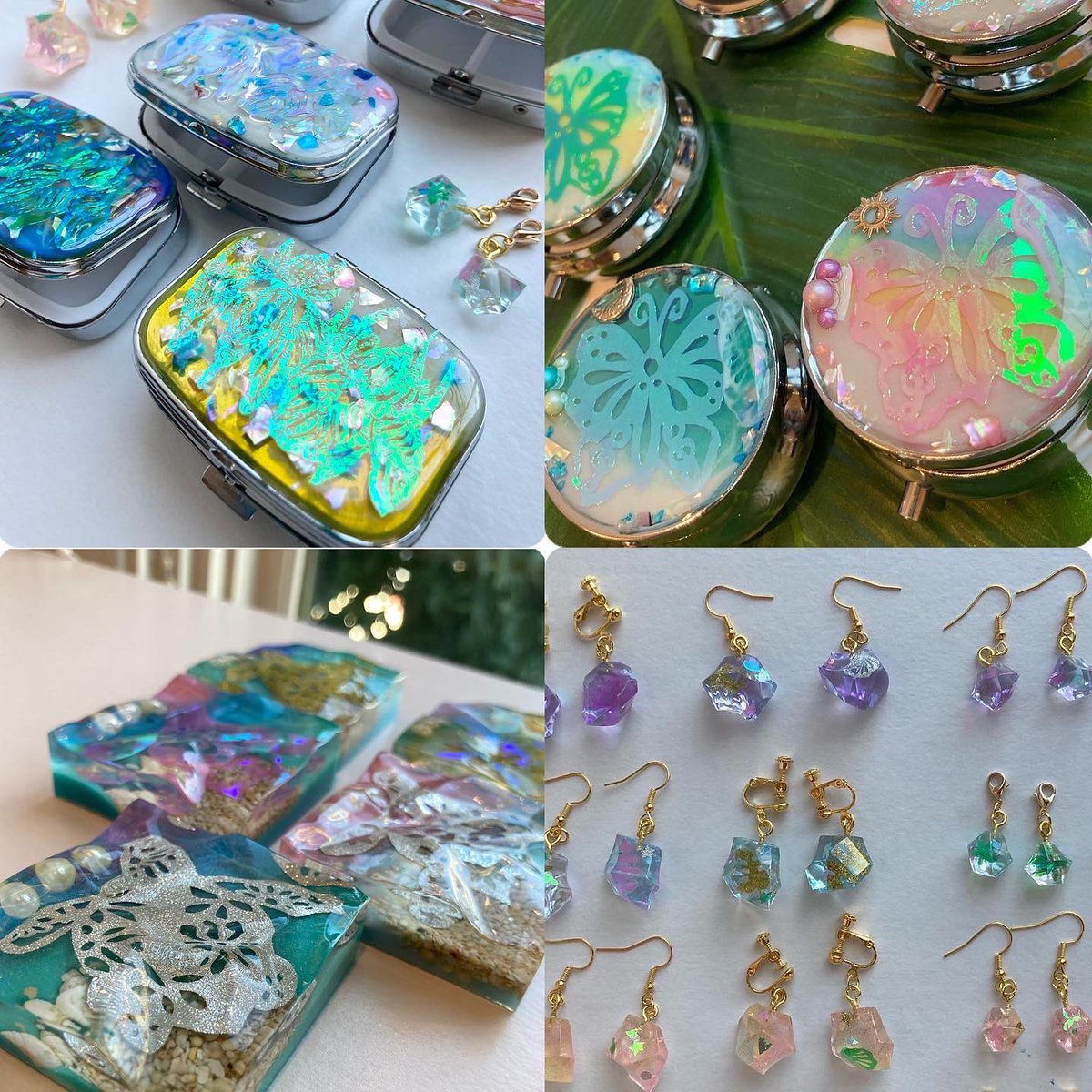 10/29(土) 14:00〜16:30 #小岩 #アヤスカフェ にて #ハロウィンパーティー ３つのworkshop開催✨ご予約受付中✨私は #UVレジンworkshop と #切り絵とレジン の #コラボアート を販売💕大人も子どもも集まれ〜🎃販売は #エポキシレジン に #ホヌ などの #切り絵 を封入した #ハンドメイド作品 💕