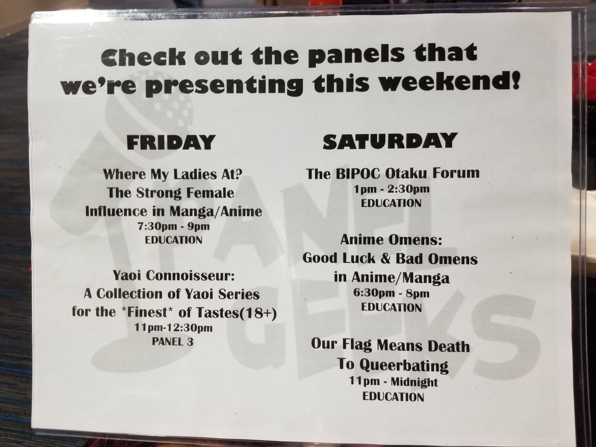 panel_geeks's tweet photo. Wrapping up a great weekend @Anime_USA! Thanks to everyone that showed us love❤ #PanelGeeks #AnimeUSA #AnimeUSA2022 https://t.co/5gWWjLIOcN