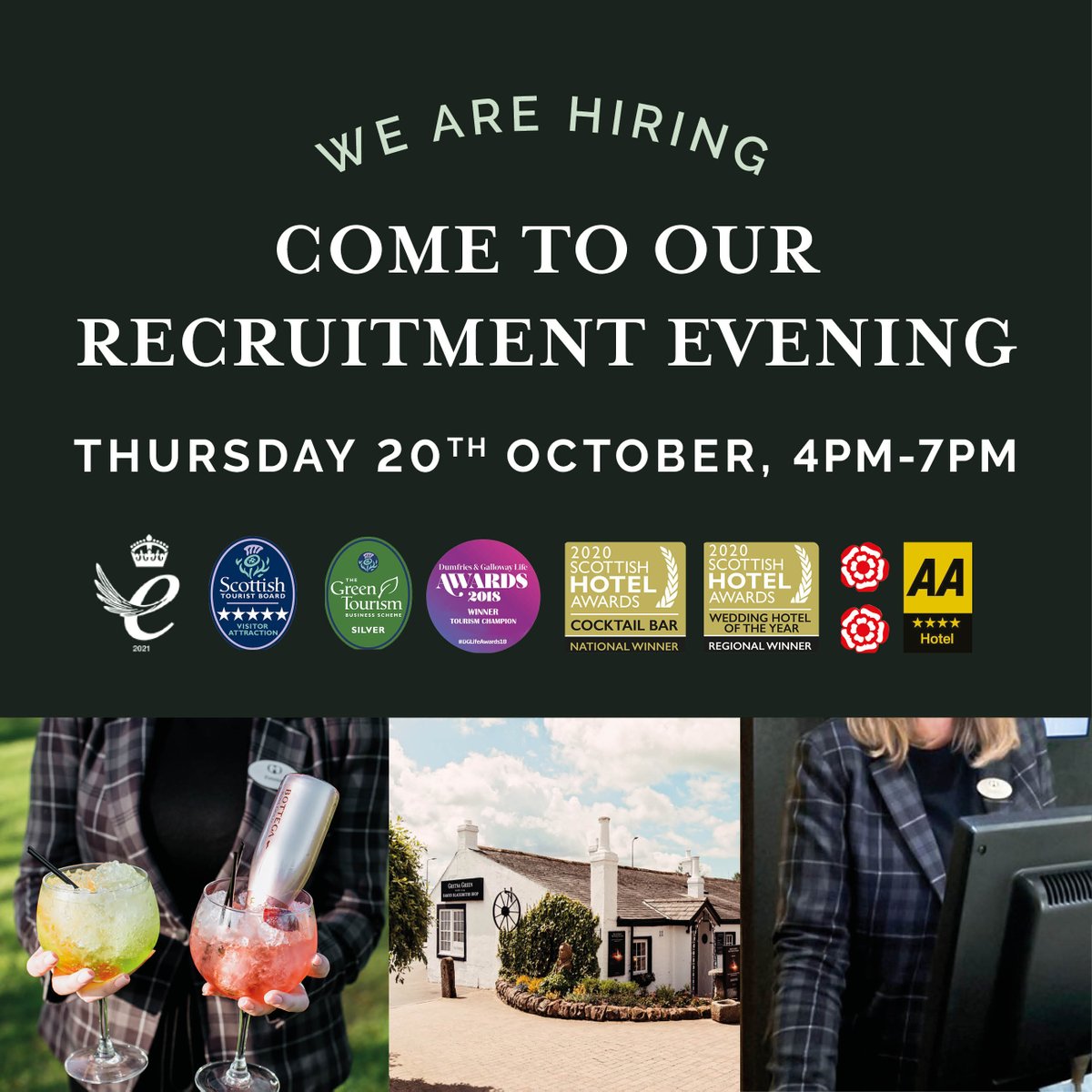 Join our family business!

Join us for our next recruitment day, Thursday 20th October, 4pm-7pm.

Find out more about our opportunities by clicking on the link: gretnagreen.com/careers-at-gre…

#Recruitment #GretnaGreen #Careers #newjob #jobfayre #recruitmentday