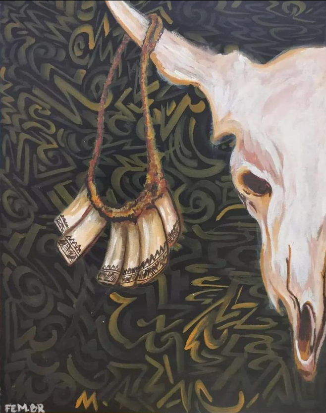 fem_br's tweet photo. "Traditional Regalia"
(Acrylic on Canvas 18 x 24")
.
.
Artwork was done during our art activity in Kalinga and it is already sold. Planning to create another version of this soon 🙃

#artwork #cowskull #kalinga #illustration #painting #acrylicpainting #acrylic #traditional #paint https://t.co/xjuvIbNOjE