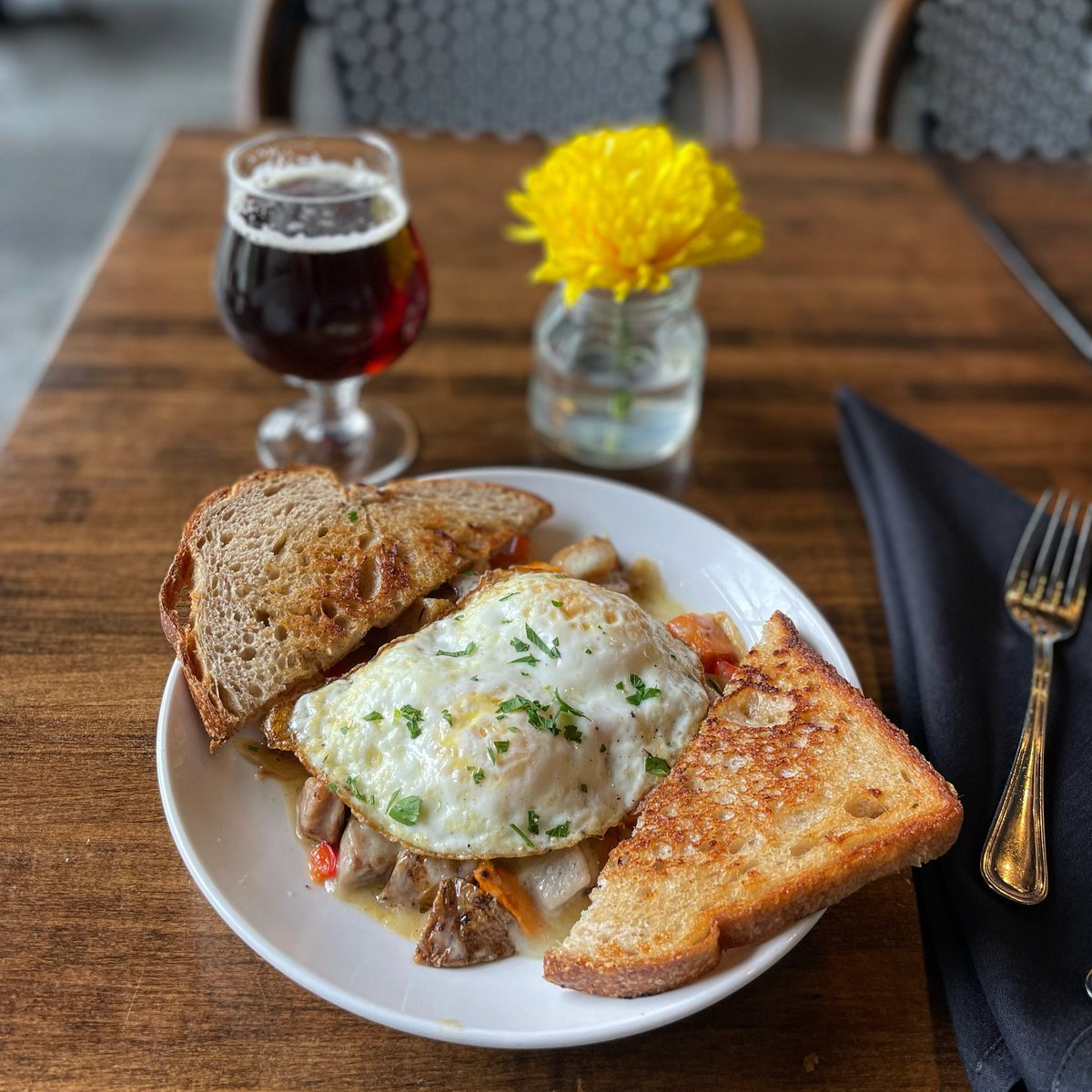 30 minutes until go time!

BREAKFAST HASH
NRBC Beer Braised Bratwurst • Peppers • Caramelized Onion • Roasted Potatoes • Sweet potatoes • Cheddar • Over Easy Eggs • Union Special Toast

BRUNCH 11-3pm
DINNER 3-8pm