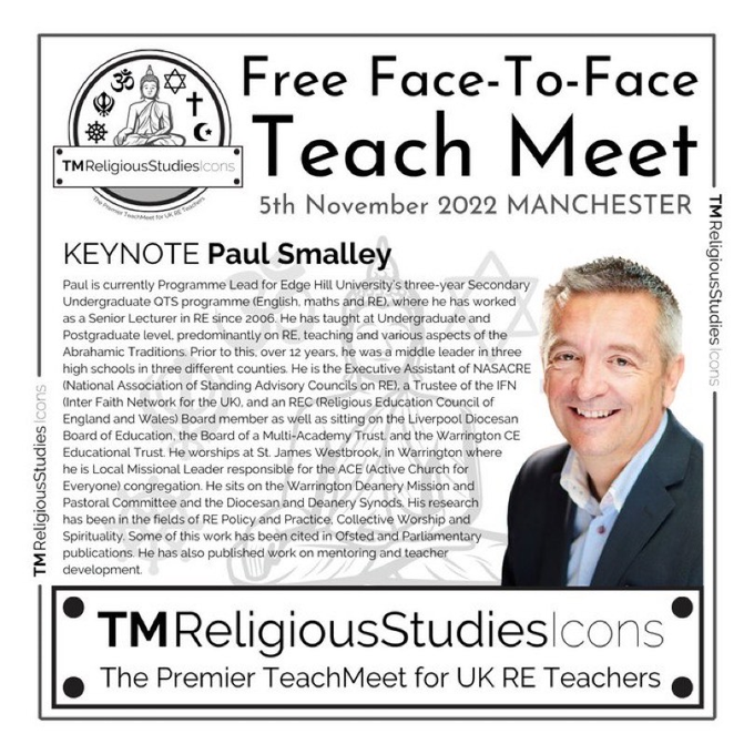 RogersHistory's tweet photo. If you teach RS, then this free teachmeet is for you - @TMRSicons! Featuring @PabloPedantic @jamesdholt @CNewmanTeach @MrSmithRE amongst many more, grab a ticket quick (includes the free bar!) https://t.co/Uzbem5w30c https://t.co/hlGb6aUqhf